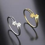 Bague de fleur en argent ajouré avec double anneau