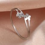 Bague de fleur en argent ajouré avec double anneau - Argent, 11