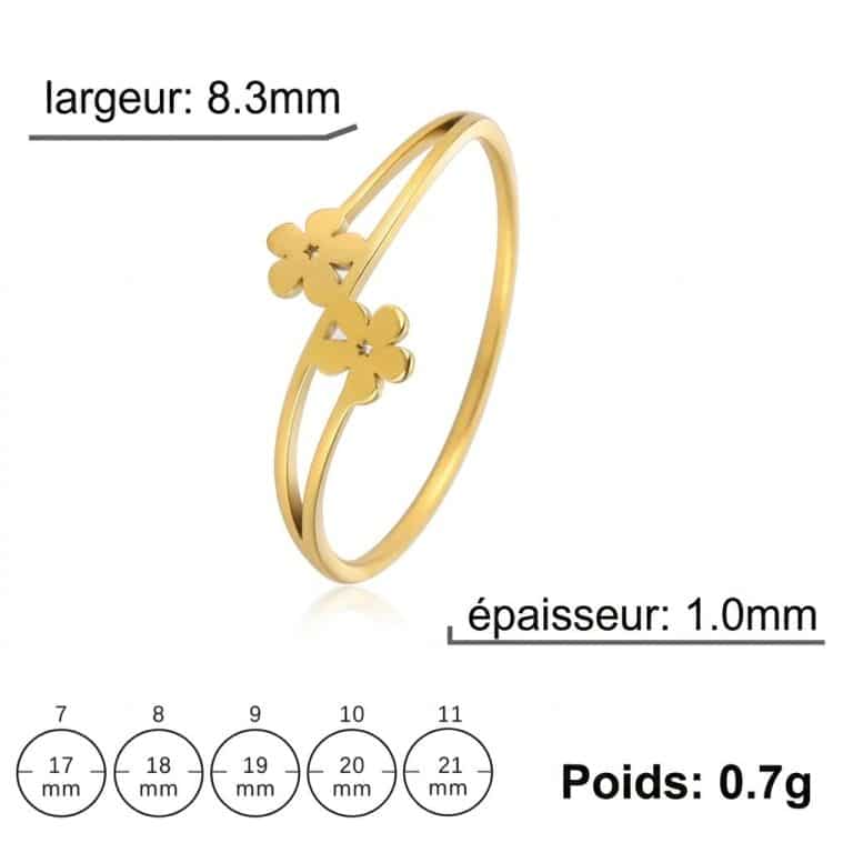 Bague de fleur en argent ajouré avec double anneau