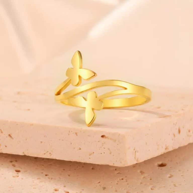 Bague de papillon minimaliste en acier inoxydable - Doré, 10