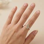 Bague en argent de feuille verte coréenne ajustable