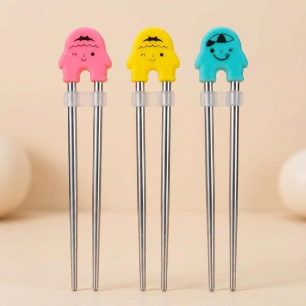 Baguettes d'apprentissage ergonomiques pour enfant à poignée kawaii en silicone