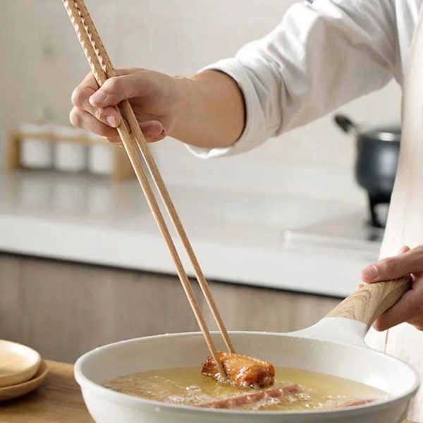 Baguettes japonaise de cuisine extra-longues en bois naturel