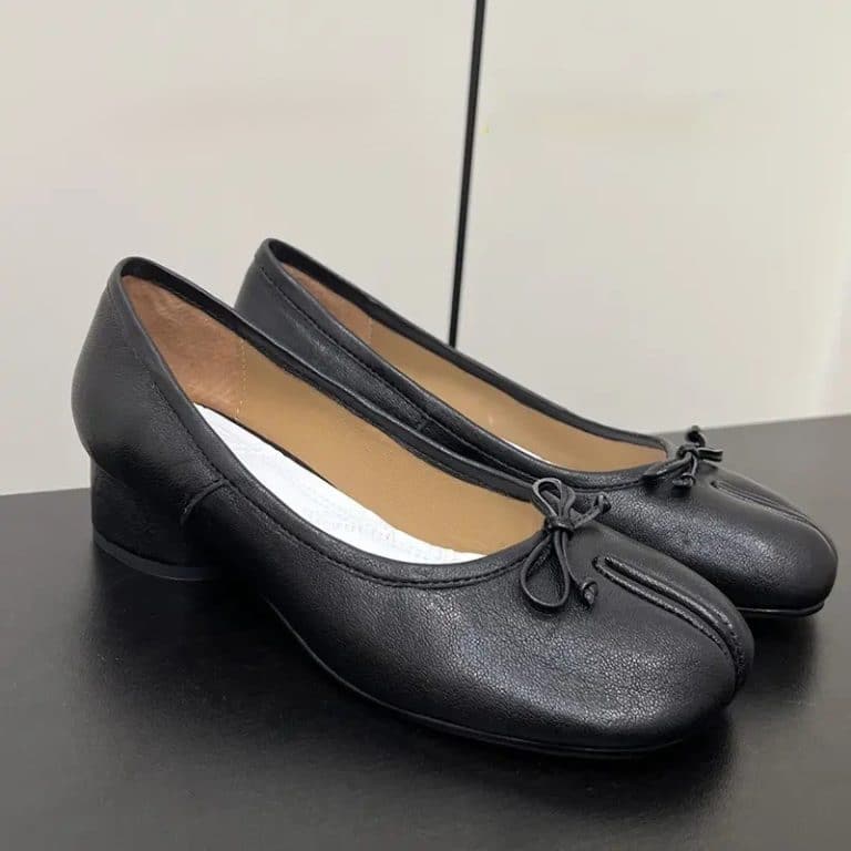 Ballerines-Tabi-Elegantes-a-Talon-bas-en-Simili-cuir-avec-Nud-Decoratif-1