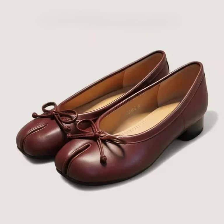 Ballerines-Tabi-Elegantes-a-Talon-bas-en-Simili-cuir-avec-Nud-Decoratif-3