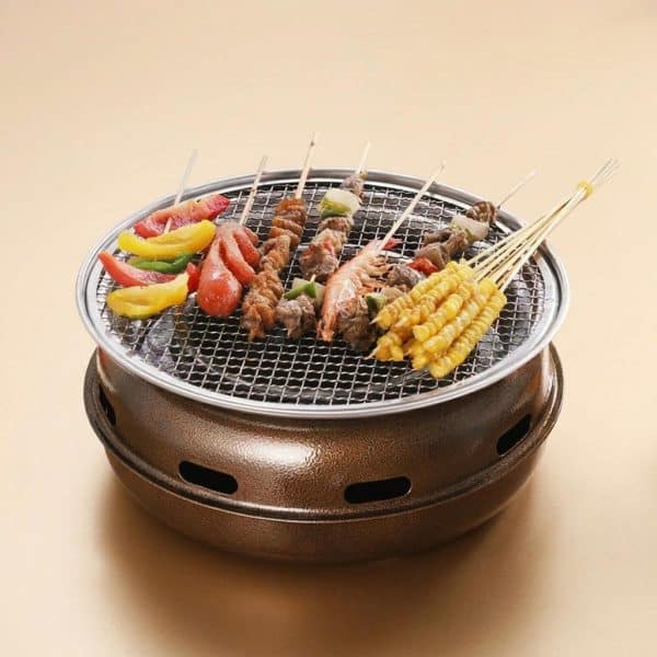 Barbecue coréen portable en fonte avec grille et accessoires