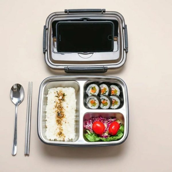 Boîte bento isotherme en inox avec compartiments et couverts inclus