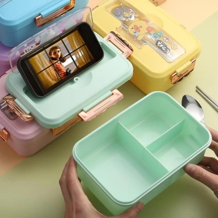 Boîte à bento Kawaii à compartiments et couvercle fantaisie