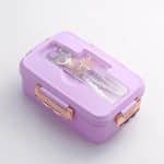 Boîte à bento Kawaii à compartiments et couvercle fantaisie - Violet