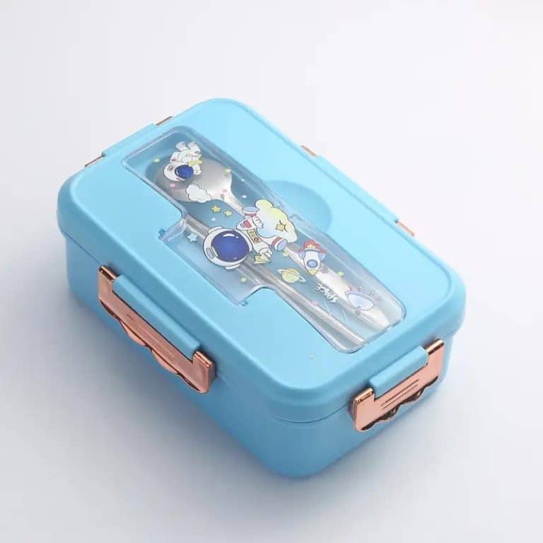 Boîte à bento Kawaii à compartiments et couvercle fantaisie - Bleu Ciel