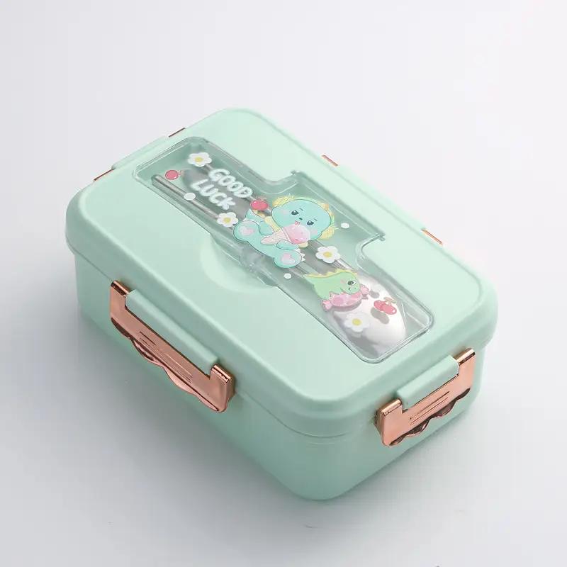 Boîte à bento Kawaii à compartiments et couvercle fantaisie - Vert Menthe
