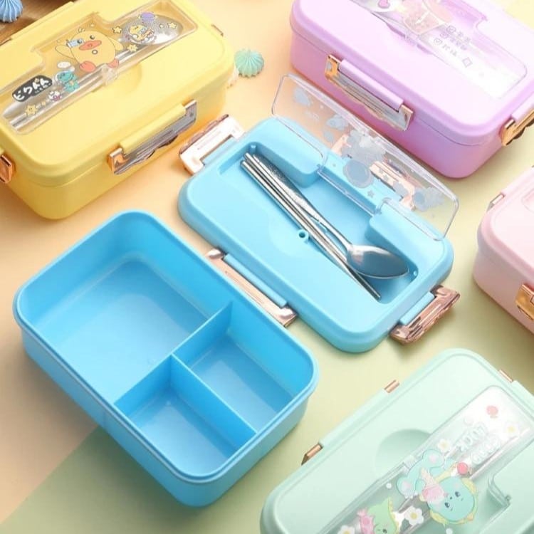 Boîte à bento Kawaii à compartiments et couvercle fantaisie