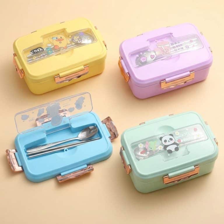 Boîte à bento Kawaii à compartiments et couvercle fantaisie
