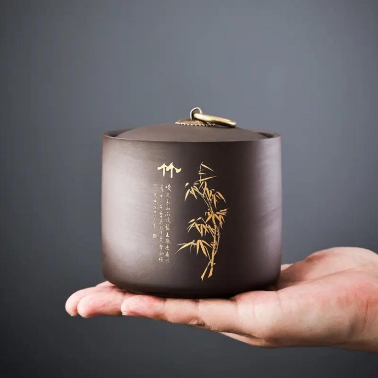 Boite-a-the-Japonaise-en-Ceramique-avec-Decor-Dore-Grave-galerie-5819