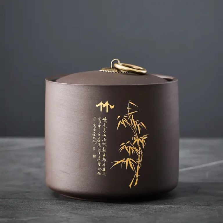Boite-a-the-Japonaise-en-Ceramique-avec-Decor-Dore-Grave-galerie-7498