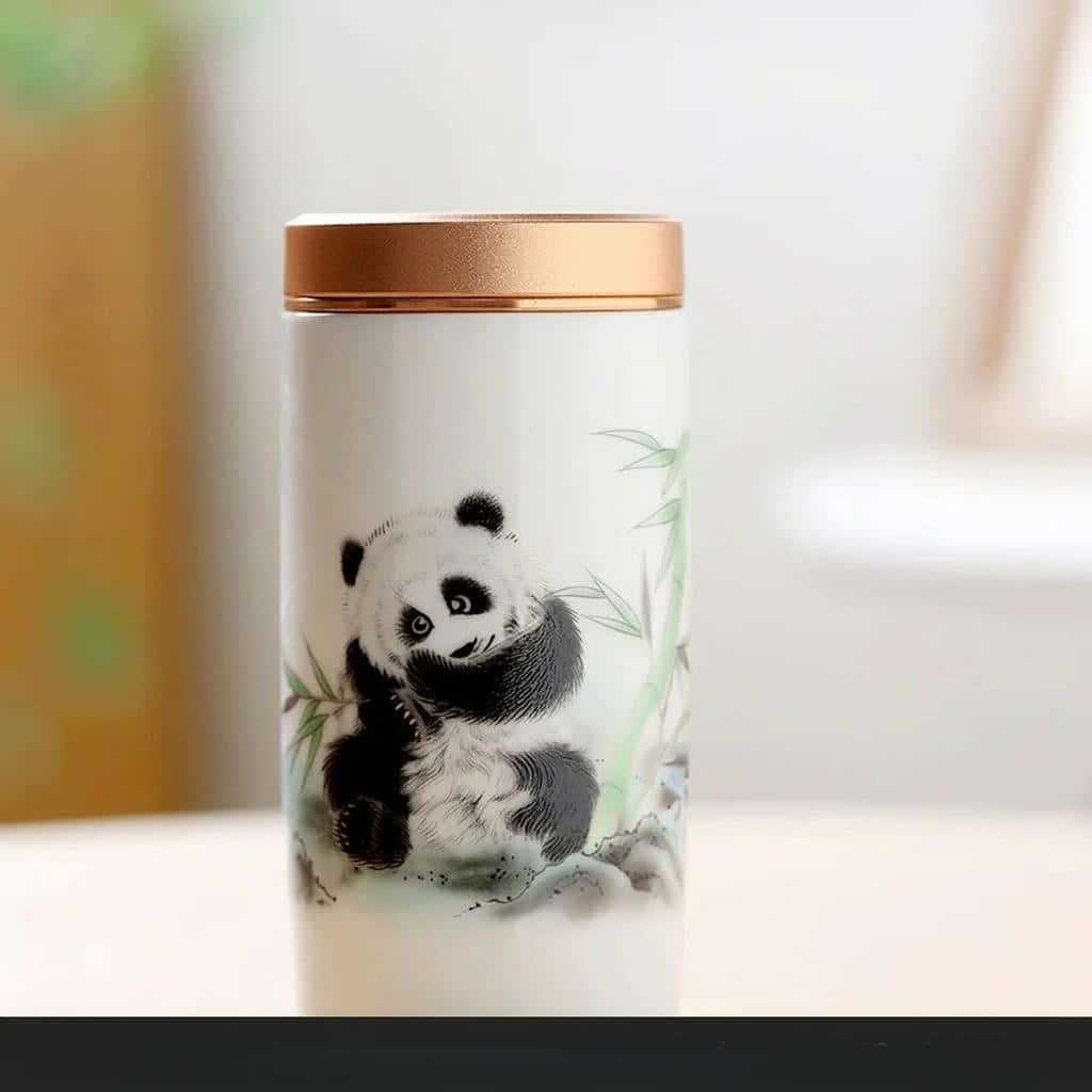 Boîte à thé vide en céramique avec motifs japonais peints à la main