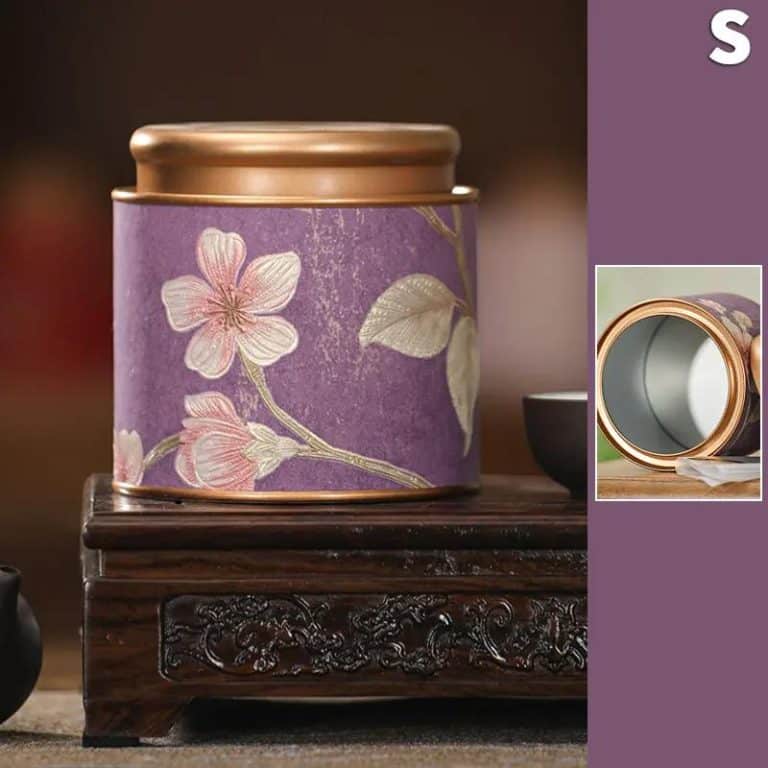 Boite a the Vintage en Metal avec Motifs Floraux