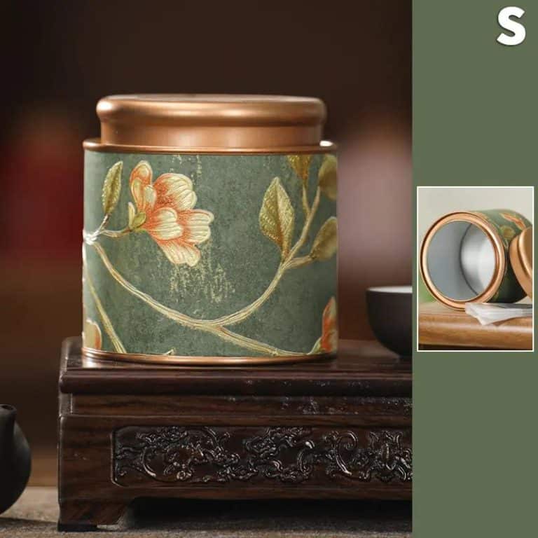 Boite a the Vintage en Metal avec Motifs Floraux