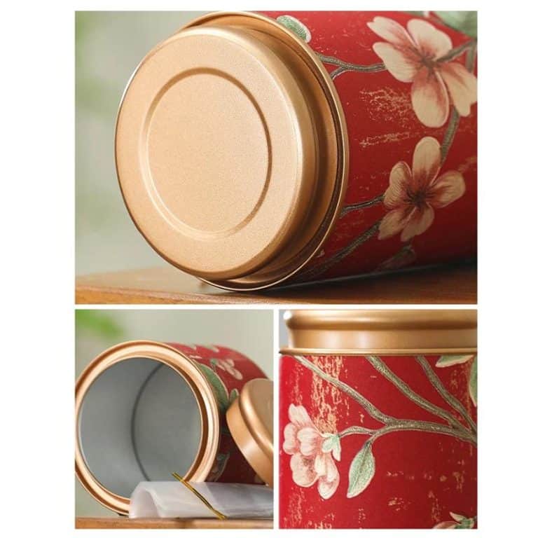 Boite a the Vintage en Metal avec Motifs Floraux