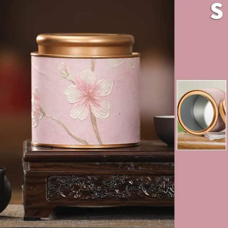 Boite a the Vintage en Metal avec Motifs Floraux