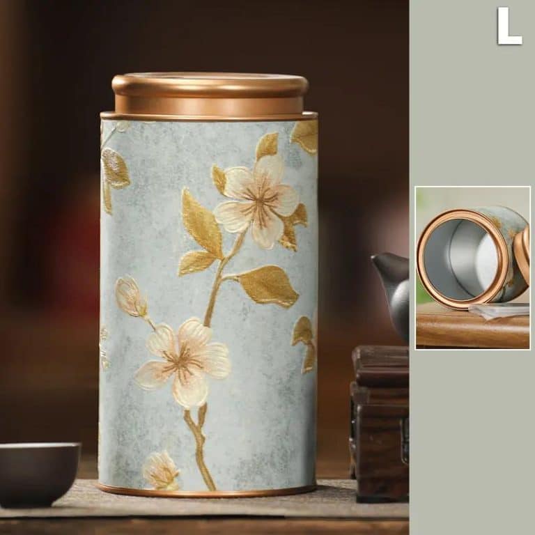 Boite a the Vintage en Metal avec Motifs Floraux