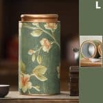 Boite a the Vintage en Metal avec Motifs Floraux