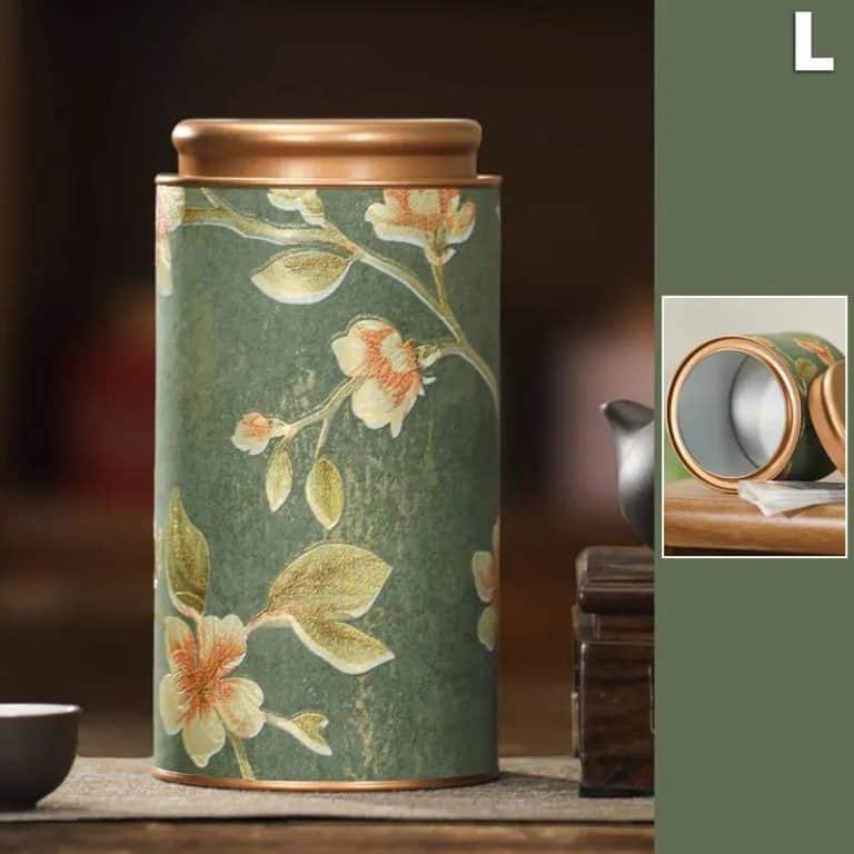 Boite a the Vintage en Metal avec Motifs Floraux