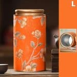 Boite a the Vintage en Metal avec Motifs Floraux