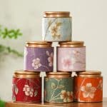 Boite a the Vintage en Metal avec Motifs Floraux