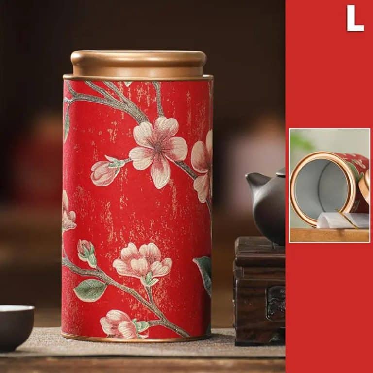 Boite a the Vintage en Metal avec Motifs Floraux