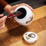 Boîte à thé en céramique à motifs asiatiques et couvercle hermétique