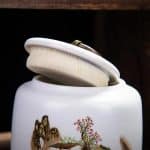 Boîte à thé en céramique à motifs asiatiques et couvercle hermétique
