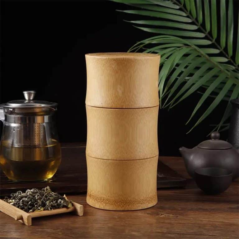 Boîte à thé en vrac en bambou avec couvercle - Style C