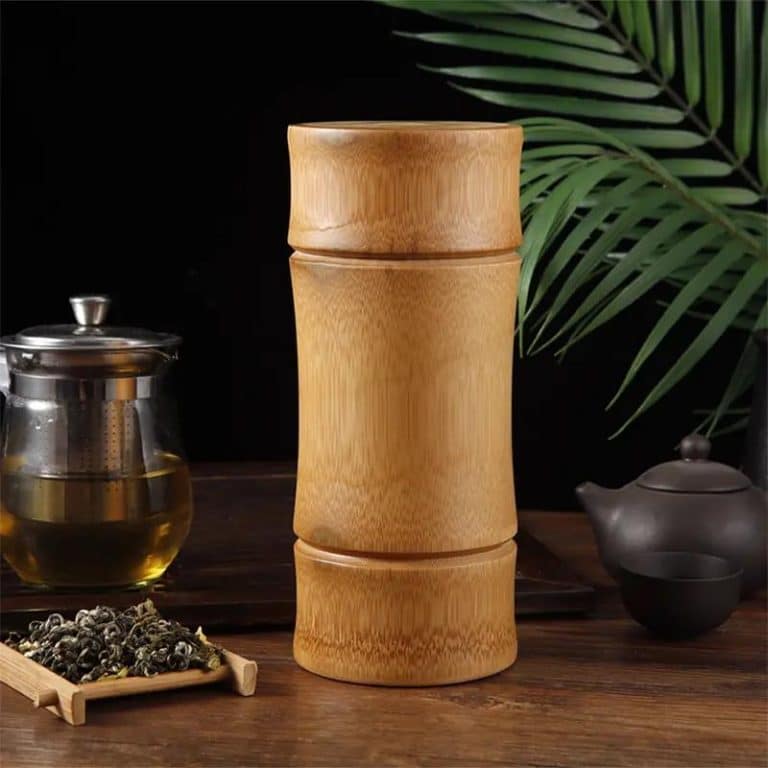 Boîte à thé en vrac en bambou avec couvercle - Style D