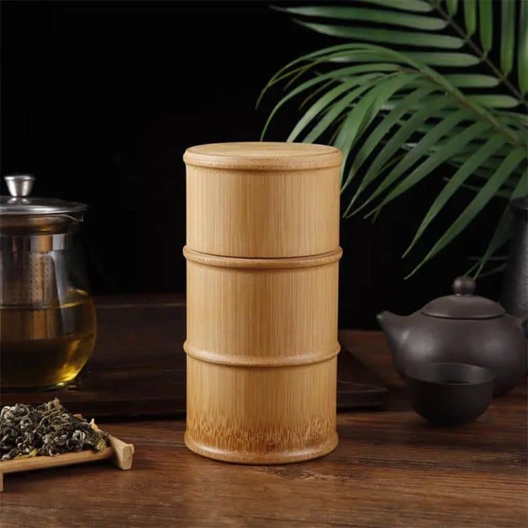 Boîte à thé en vrac en bambou avec couvercle