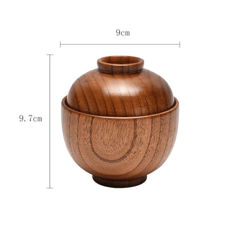 Bol à soupe miso avec couvercle en bois naturel - 785