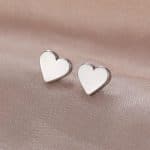Boucles d'oreilles en forme de cœur en acier inoxydable - Argent