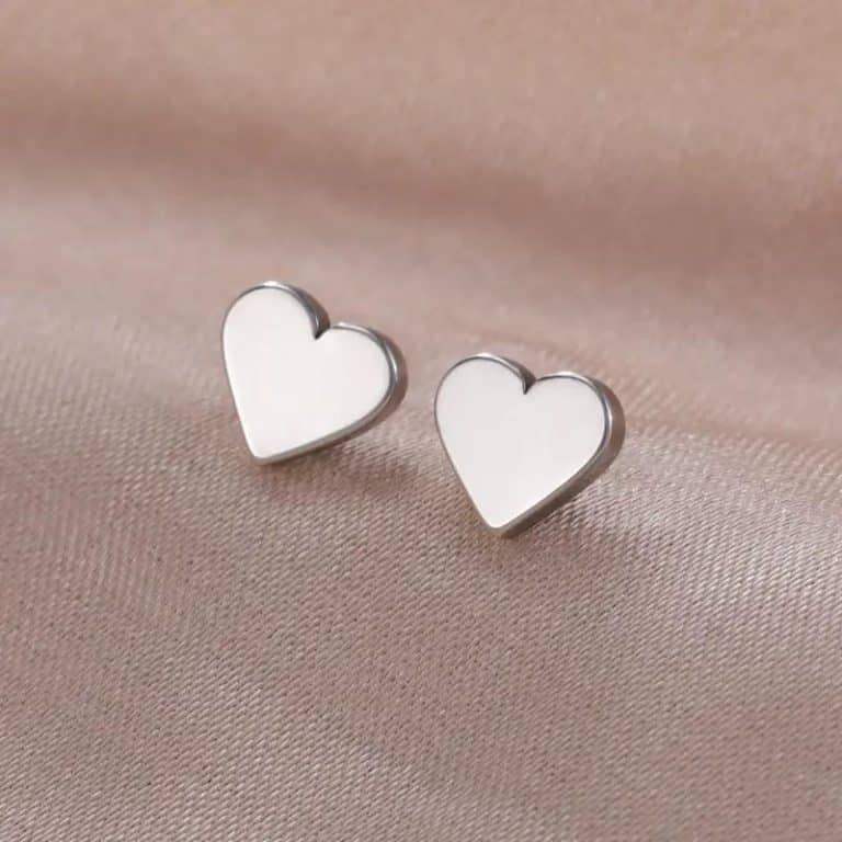 Boucles d'oreilles en forme de cœur en acier inoxydable - Argent