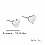 Boucles d'oreilles en forme de cœur en acier inoxydable