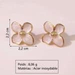 Boucles d'oreilles en forme de fleur à pétales émaillés marbrés
