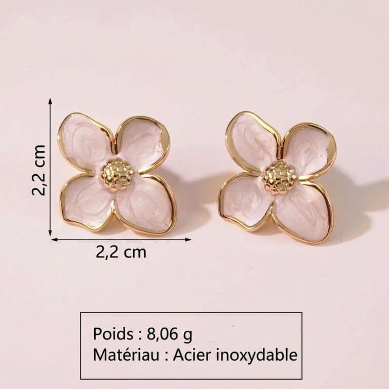 Boucles d'oreilles en forme de fleur à pétales émaillés marbrés