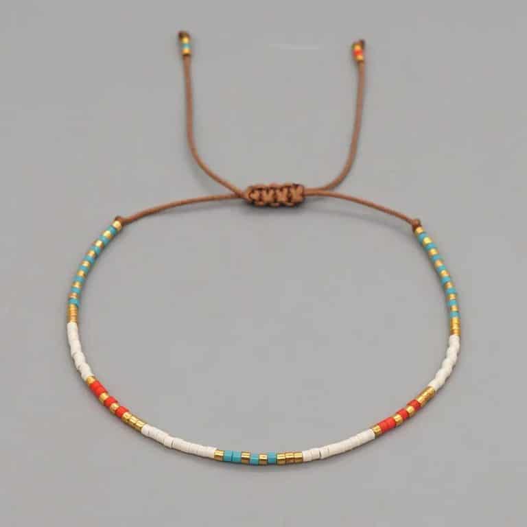 Bracelet de perles de rocaille tissées multicolores - Blanc et Orange
