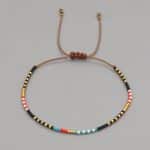 Bracelet de perles de rocaille tissées multicolores - Noir et Doré