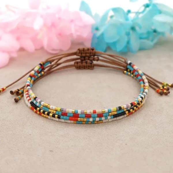 Bracelet de perles de rocaille tissées multicolores