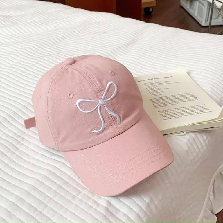 Casquette femme avec broderie de nœud décoratif - Rose