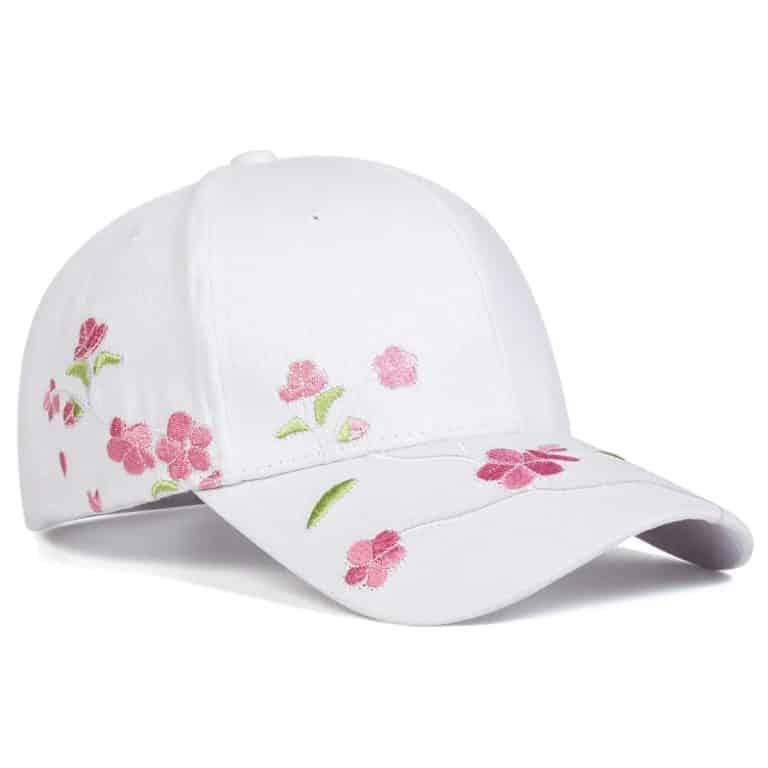 Casquette florale brodée aux motifs de sakura - Blanc