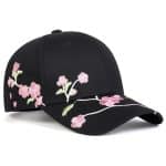 Casquette florale brodée aux motifs de sakura - Noir