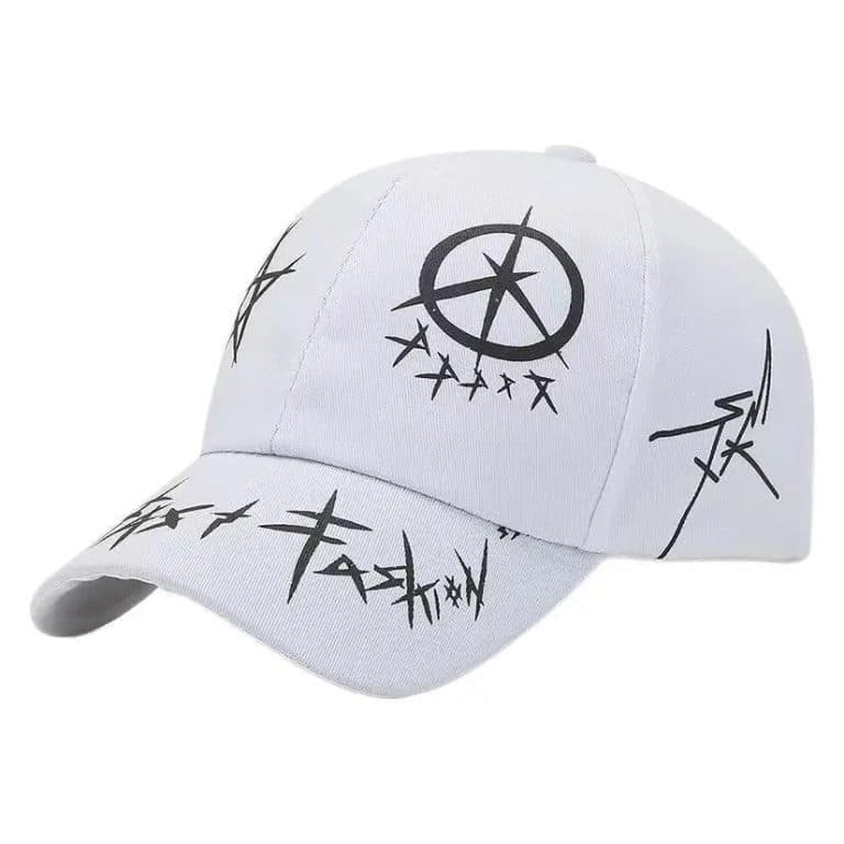 Casquette de baseball streetwear à motifs graphiques - Blanc