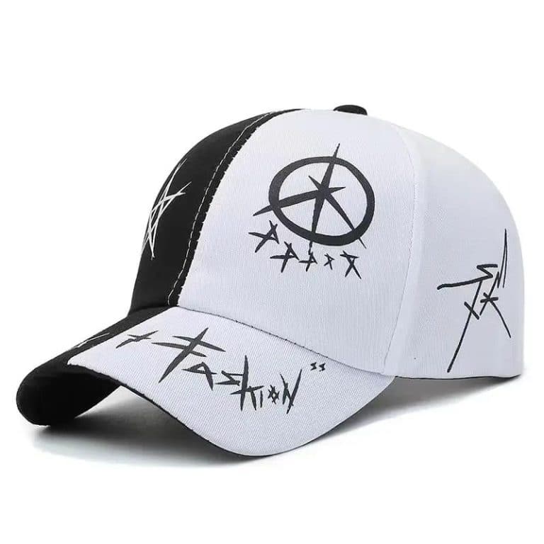 Casquette de baseball streetwear à motifs graphiques - Noir et Blanc