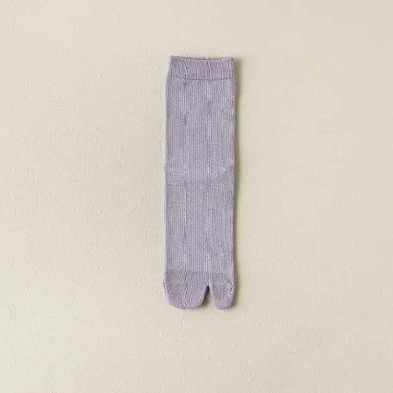 Chaussettes Tabi japonaises en coton mi-mollet - Lilas